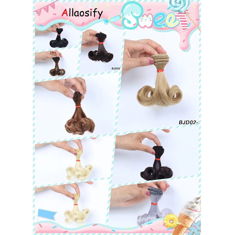 

Allaosify free shipping 15 cm high temperature heat resistant doll hair for 1/3 1/4 1/6 BJD diy curly doll wigs