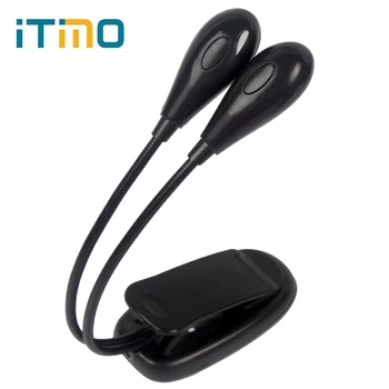 

iTimo Clip-on Clip Lamp Music Stand Book Reading Light Dual Flexible Arms LED Light Super Bright Portable Goosenecks Desk Lamp
