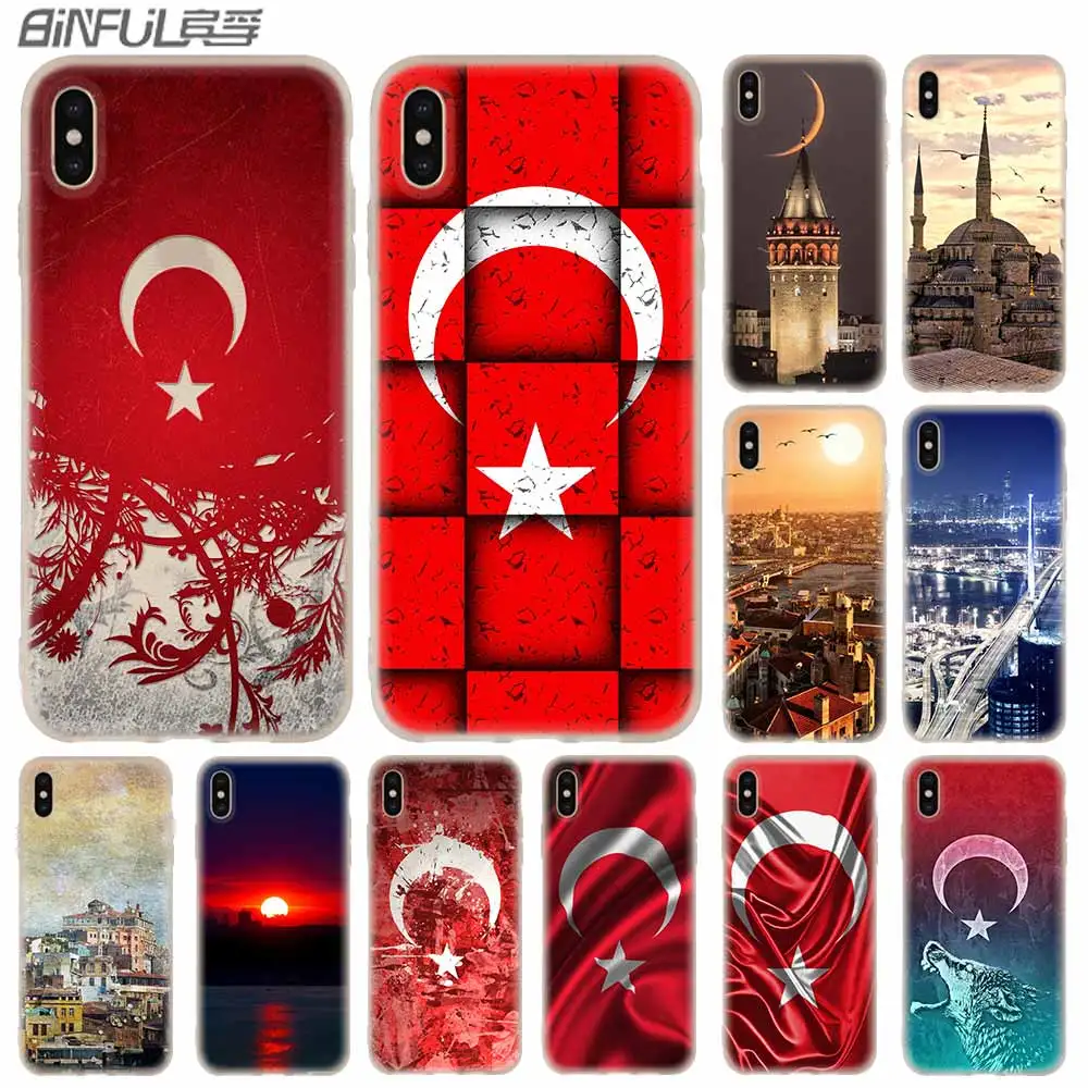 

Cases Silicone soft Cover for iPhone 11 Pro X XS Max XR 6 6S 7 8 Plus 5 4S SE Flag Turkey Istanbul