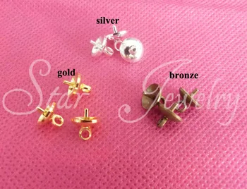 

150pcs/lot silver/bronze/gold you can choose 8*8mm end top connector cap with pin for glass bottle materials