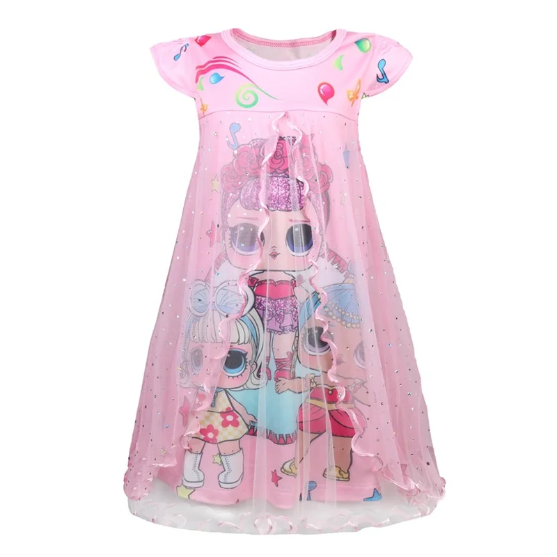

Kids Dresses for Girls New Summer Lol Dolls Dress Cute Short Sleeve Dresses Party Holiday Children Clothes Princess Girls Dress