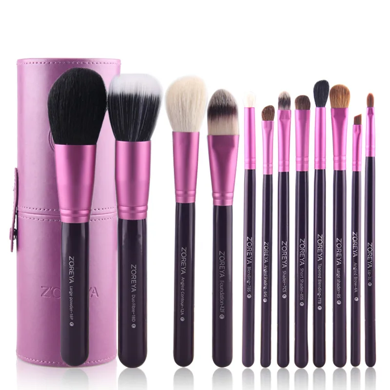 

Zoreya Brand Hot Sales 12pcs Natural Goat hair makeup brushes for women Professional Cosmetic tool MakeUp Powder Brush Set