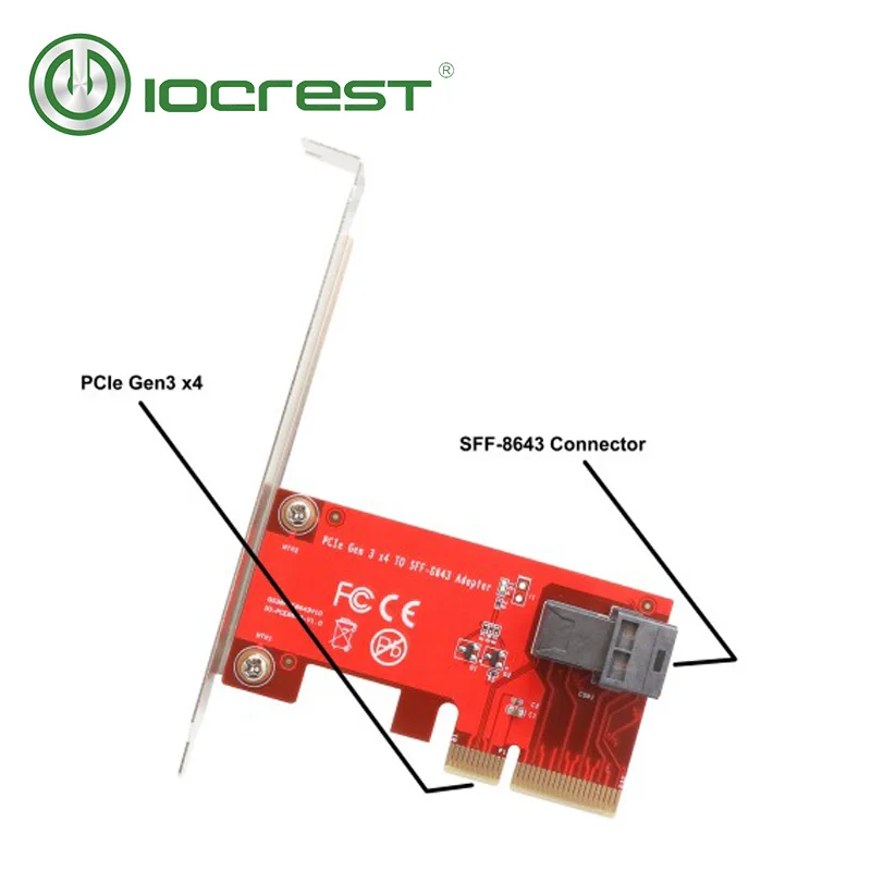 Карта iocest PCIe на U.2 4 полосная карта Gen 3 /4 Для 2 5 дюймового Nvme SSD с кабелем Mini sas (SFF 8643)