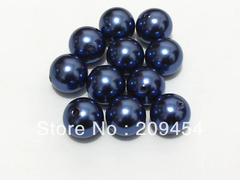 

Wholesale Beads 20mm 100pcs/lot Dark Blue Chunky Round Imitation Pearl Acrylic Beads For Kids Jewelry Making