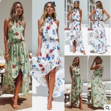 

Flower Chiffon Dresses Women Summer High Waist Wrap Beach Dress Boho Bohemian