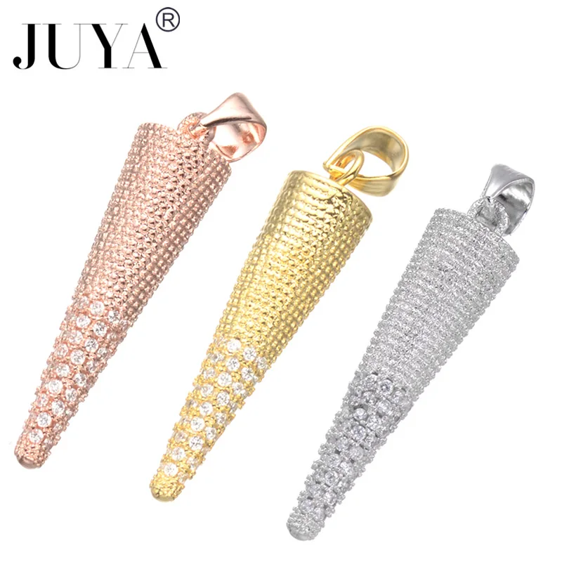 

diy breloque Pendentif Femme Copper Zircon Silver Gold Rose Gold Cone Charms Pendant For Jewellery Making Women Pendants Parts