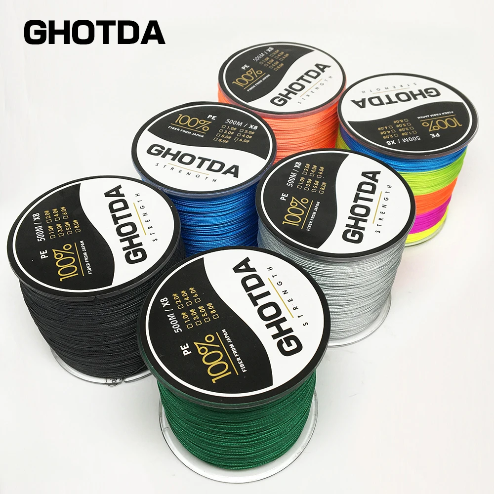 

500M 8 Strands Fishing Line Multifilament PE Line 8 Weaves Strong Braided Wire 20LB 30LB 40LB 50LB 60LB 80LB 100LB