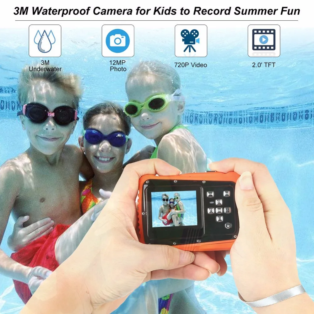 

BAPASCO Action Camera BD-8 Waterproof Without Case Sport Camera 2 Inch Screen Microphone 8 X Zoom 12MP Sport Cam Drop-Proof Cam