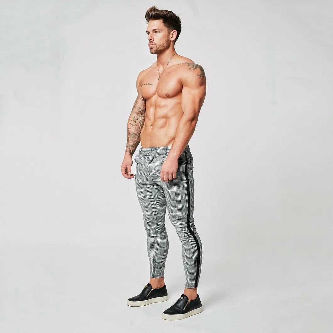 Casual Feet trousers Brand Men Pants Tight Joggers Pants Male Trousers Mens Joggers lattice Pants Sweatpants Large Size XXL