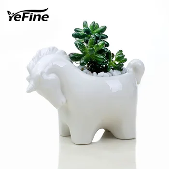 

YeFine Creative Unicorn Succulents Pot Ceramic Personality Flower Pot Garden Bonsai Pots Living Room Office Tabletop Decoration