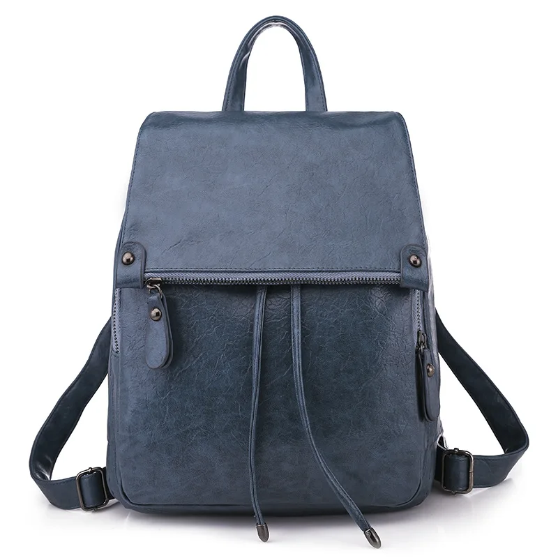 Женский рюкзак, кожаный рюкзак для путешествий, школьная сумка для девочек, Женская винтажная сумка через плечо, женские сумки, Mochila Feminina - Цвет: Синий