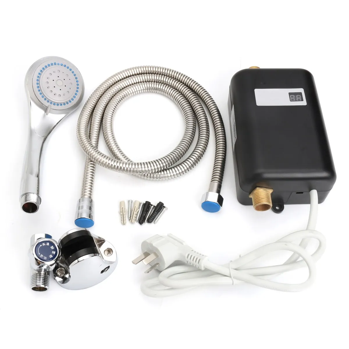 

Shower Head Set Handheld Shower Head With Tankless Instant Electric Hot Water Heater Bathroom Water Shower+Shower Hose