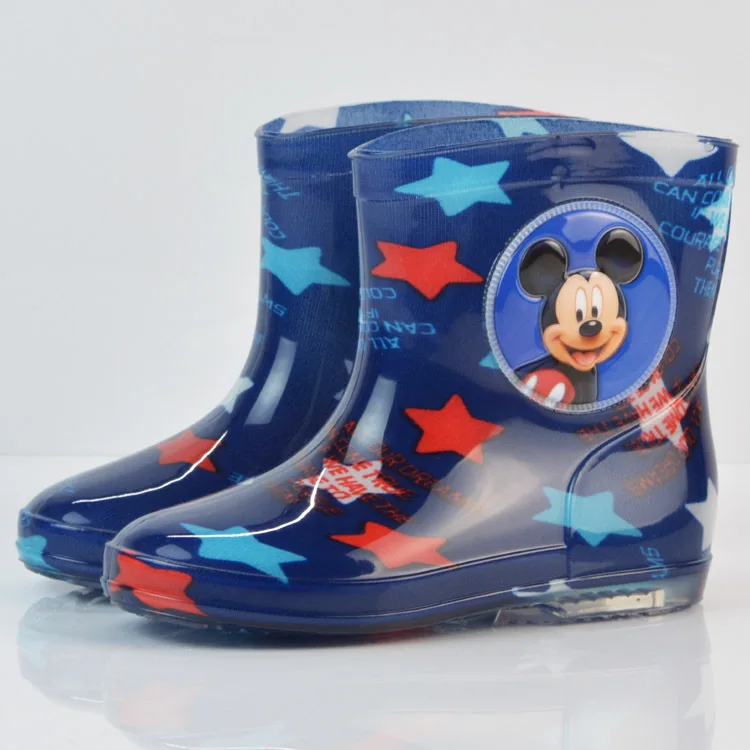 Disney Princess Mickey Minnie children's rain boots rubber shoes cartoon men and women girls rain boots plus cotton detachable