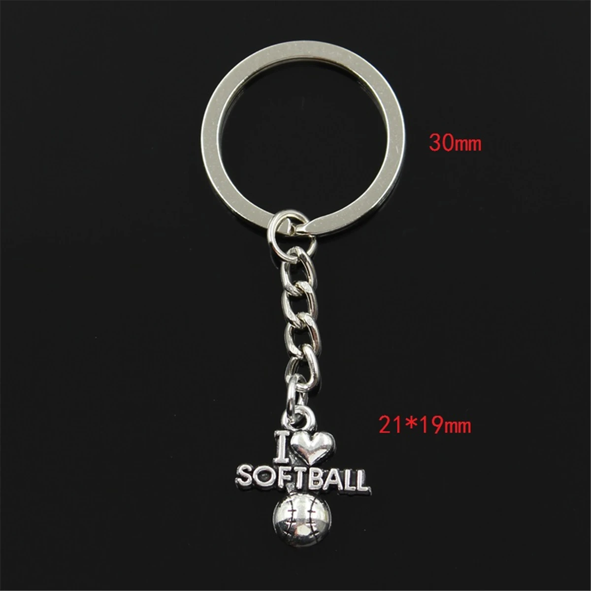 Мода I Love Softball 21x19 мм подвеска 30 брелок металлическая цепочка серебряный цвет