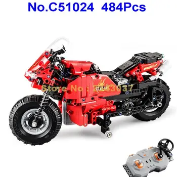 

c51024 484pcs technic remote control rc motorcycle motorbike electric building blocks Toy