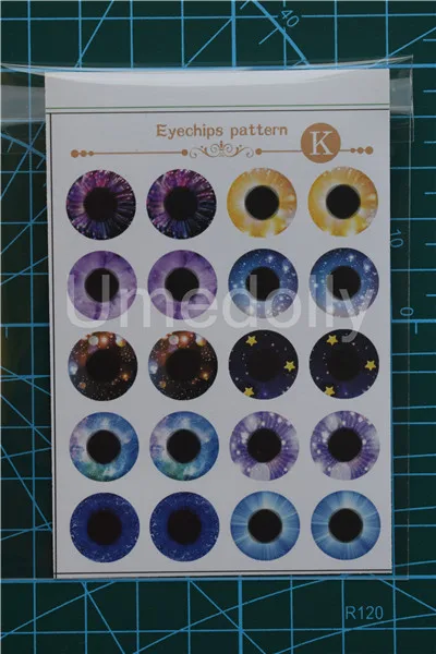 Blyth кукольные глазки фишки шаблон бумага Прозрачный Тонкий Стеклянный глазные фишки для Blyth наглазники DIY модифицированные аксессуары в виде глазного яблока - Цвет: 1pcs eye pattern K