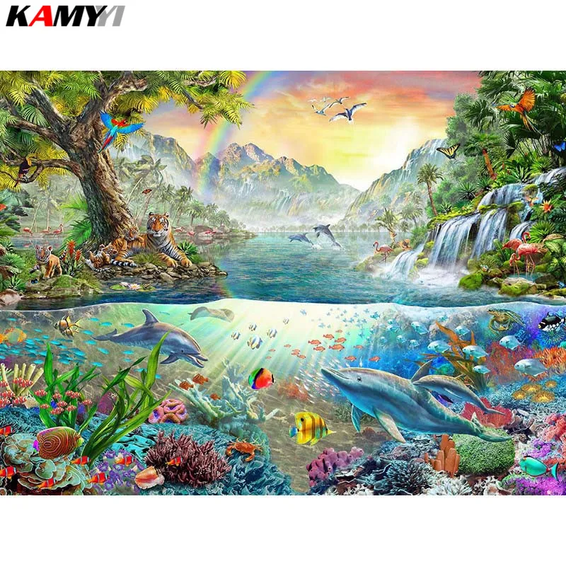 

5D DIY full Square drill Diamond painting Cross stitch Dolphin Arts Rhinestone embroidery Mosaic decor gift XY1