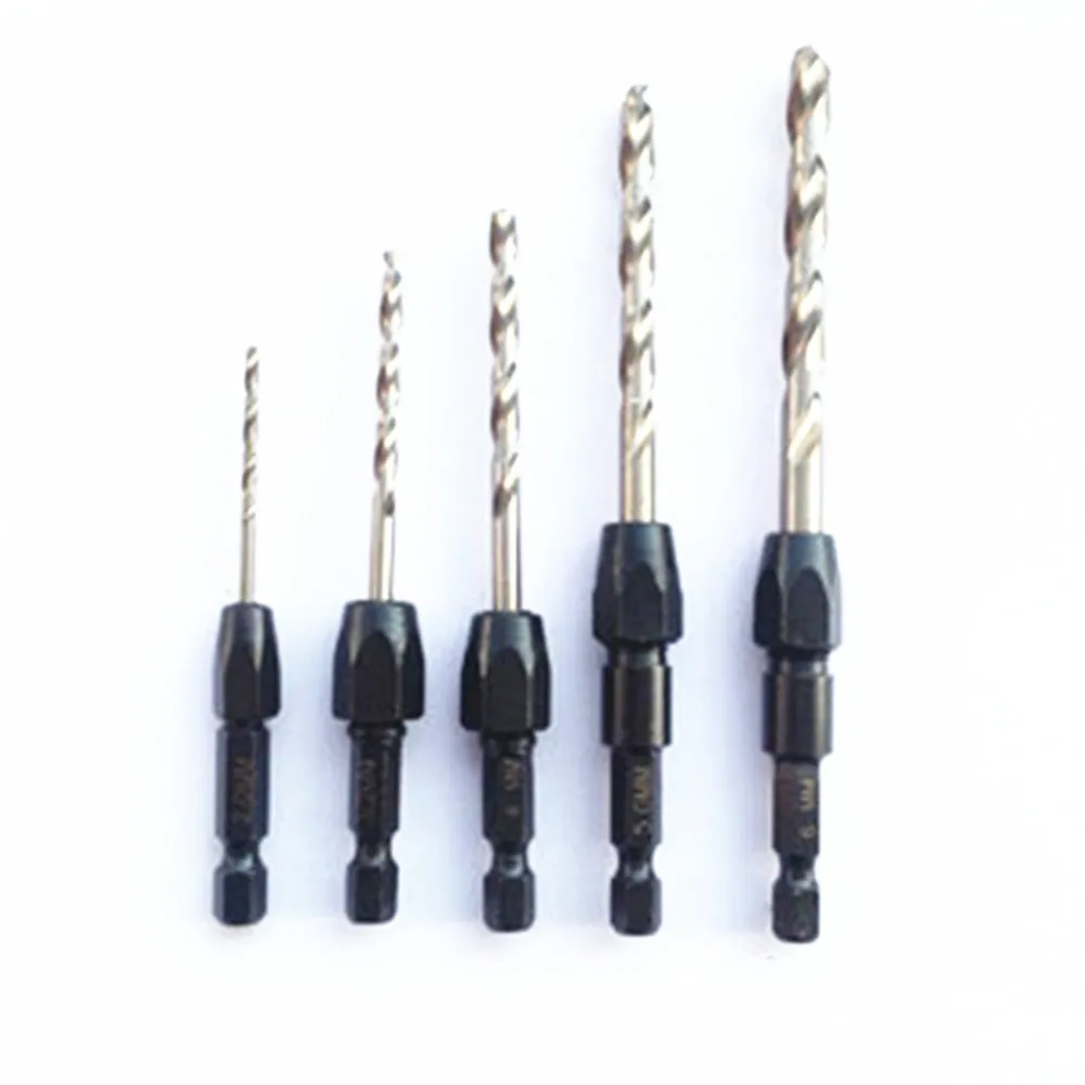 drill bit hex shank quick change 2mm twist metric 6mm steel 5pc core hole bits cutter plate hss