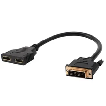 30 см DVI-D Мужской 24+ 1-два HDMI двойной женский сплиттер видео адаптер конвертер кабель провода цифровые кабели видео HDMI кабели