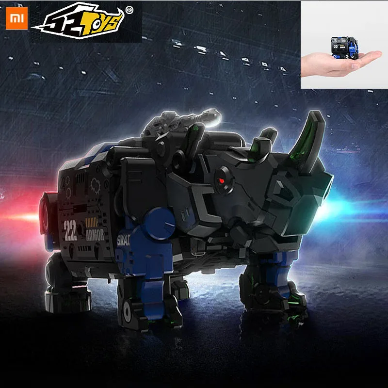 

xiaomi mijia blue armor Transformed toy 22 places 360 degrees movable Beast police DIY small toy just 5cm put on table pocket