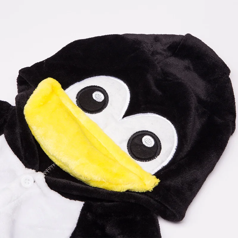 Пингвин одеяло Kigurumi комбинезон для детей «Единорог»; Пижама с рисунками животных; комбинезон для детей и Косплэй Фланелевая Пижама костюмы - Цвет: Черный