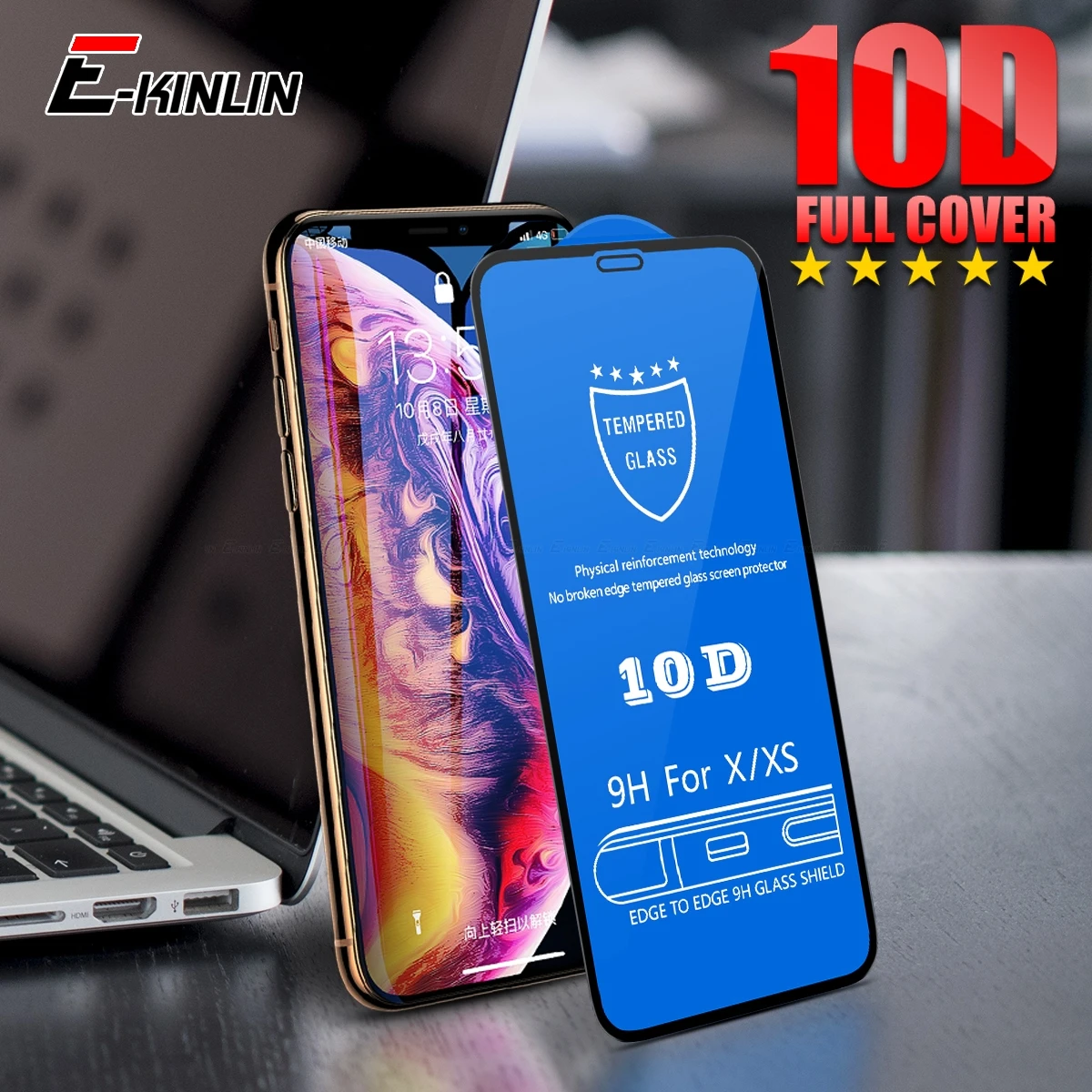 

10D Curved Protective Tempered Glass For iPhone XS Max X XR 8 7 6 6S Plus Full Cover Screen Protector Glass Film