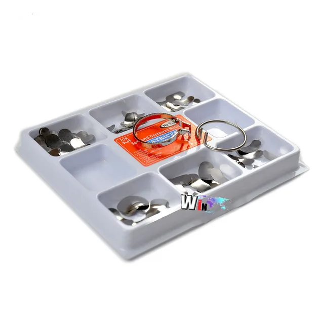 100pcs Dental Matrix Sectional Contoured Metal Matrices No.1.398 + 2 Rings