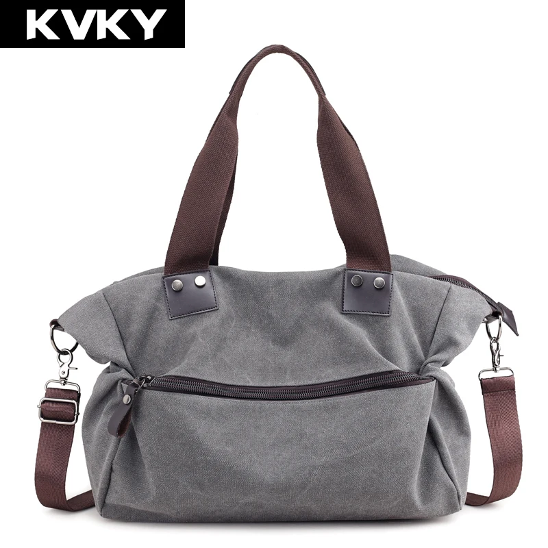 Us 34 42 Kvky Brand Women S Canvas Handbags High Quality Casual Shoulder Bags Solid Female Crossbody Bag Tote Las Messenger Bolsas In