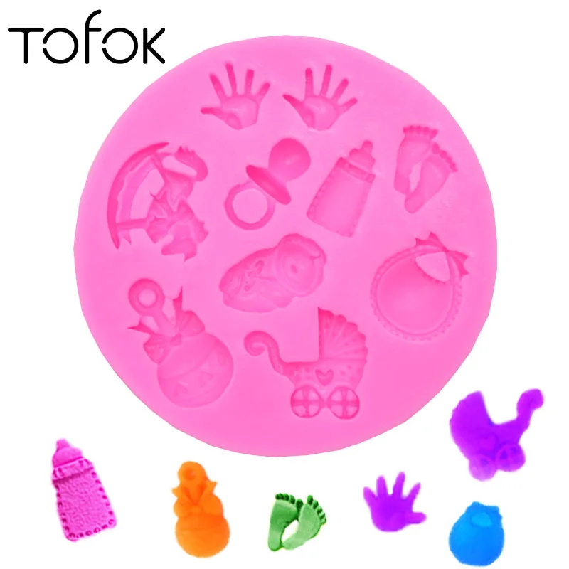 

Tofok 3D Fondant Cake Silicone Mold Baby Shower Party Stroller Nursing Bottle Trojan Shape DIY Kitchen Candy Cupcake Decor Tools