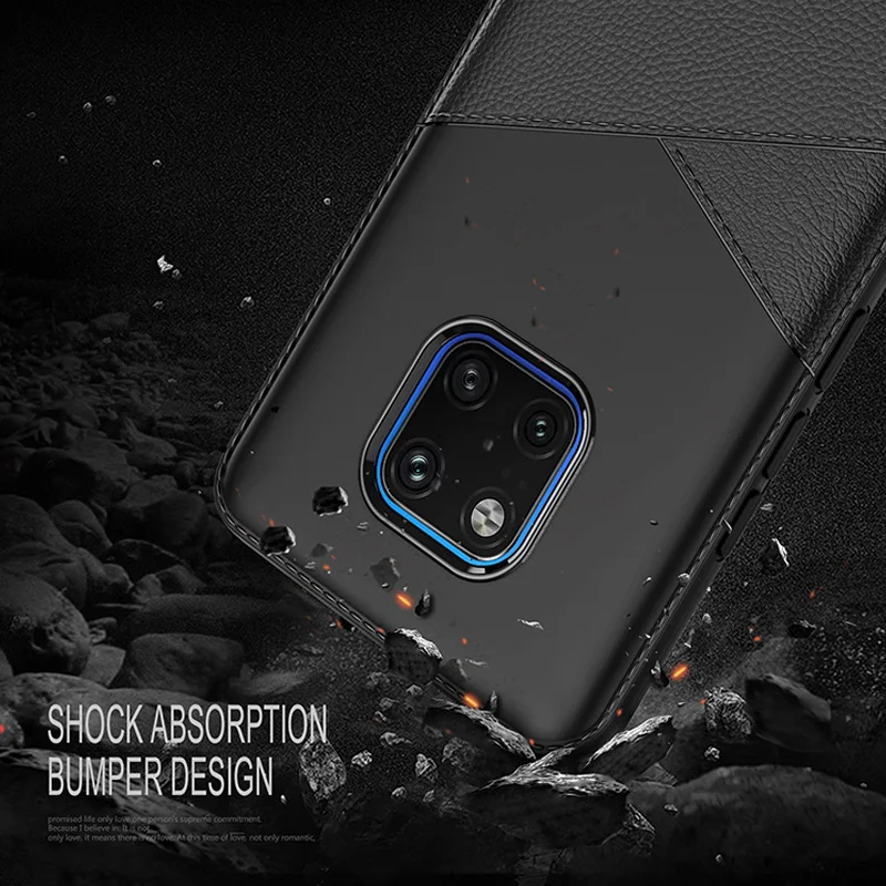 Для Huawei Mate 20 Pro Чехол Мягкий ТПУ задняя крышка бизнес стиль полный корпус Защита