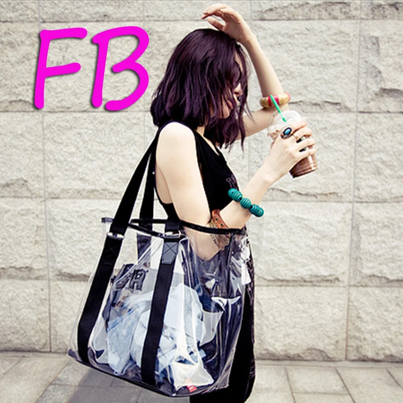 

Beach Bag Perspective Crystal Package Jelly Big Bag Shoulder Mother Package Summer Transparent Package 2019 Free Shipping Hot