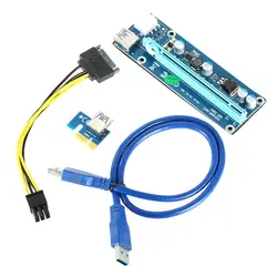 USB 3,0 PCI-E PCI Express удлинитель 1X к 16X Extender стояка горно посвященный Графика карта адаптер с SATA Мощность кабель