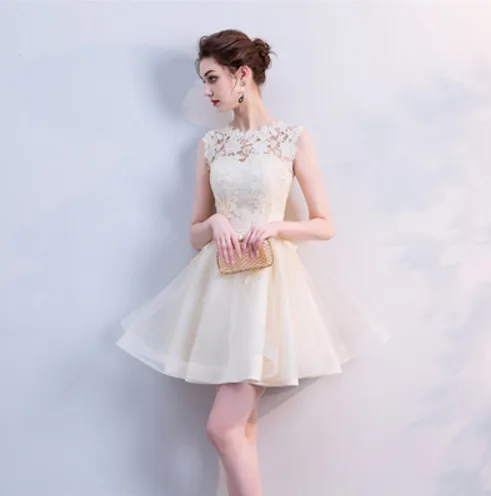 Короткое свадебное платье es кружевное недорогое с цельнокроеным коротким рукавом с аппликацией невесты пикантное свадебное платье красное платье Vestido De Noiva robe de mariage - Цвет: champagne