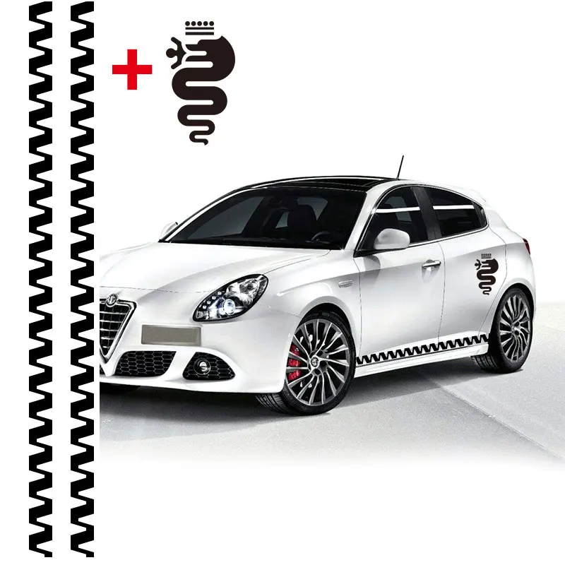 

Automobile 3pcs Car Stripes Flags for alfa romeo Giulietta Vinyl Lower Door Decal Side Stickers STICKER Car-stylin