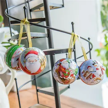 

Popular Santa Claus Snowman Ball Iron Metal Candy Storage Box Candy Gift Box Christmas Decoration Hanging Ornament Tree Decor