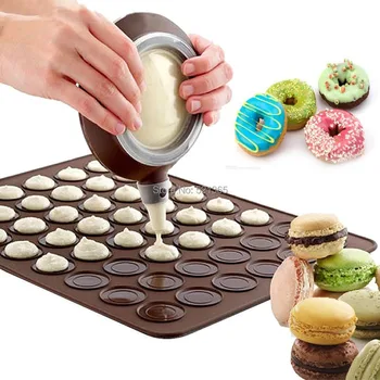 

Wholesale 100pcs/lot 100% Food grade 30-cavity Silicone Pastry Cake Macaron shape mould Oven Baking pastry Mould Sheet Mat
