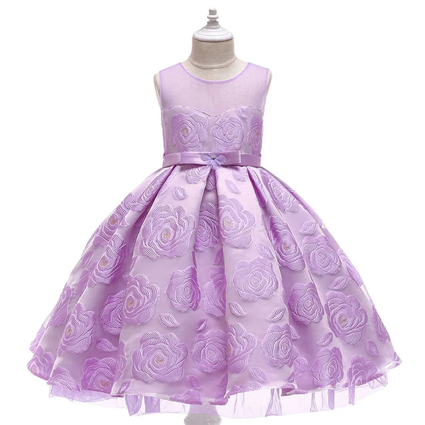 

ZJHT 2019 Baby Girl Elegant Dress Clothes Children Princess For Wedding Birthday Party Floral Embroidery Dresses 10 12 Kid MY021