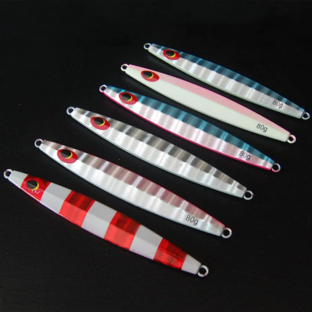 

4PCS Deep sea Jigging Glow zebra Fishing Slow Jig Jigbait Spoon Lure baits 40/60/80/110g