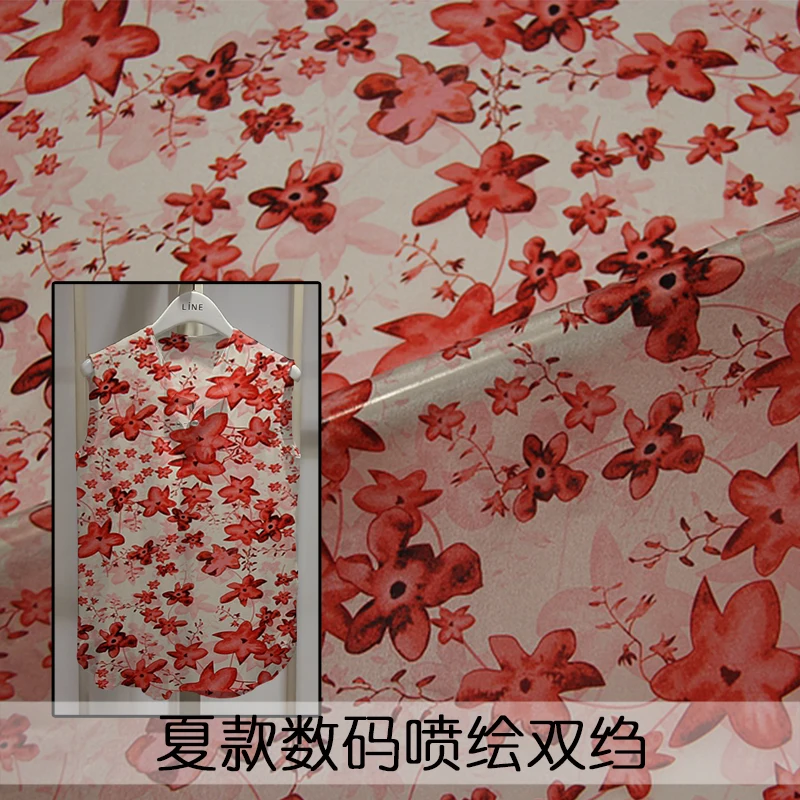 

138cm new summer inkjet silk crepe de chine fabric12mm shirt dress crepe de chine silk fabric wholesale silk cloth