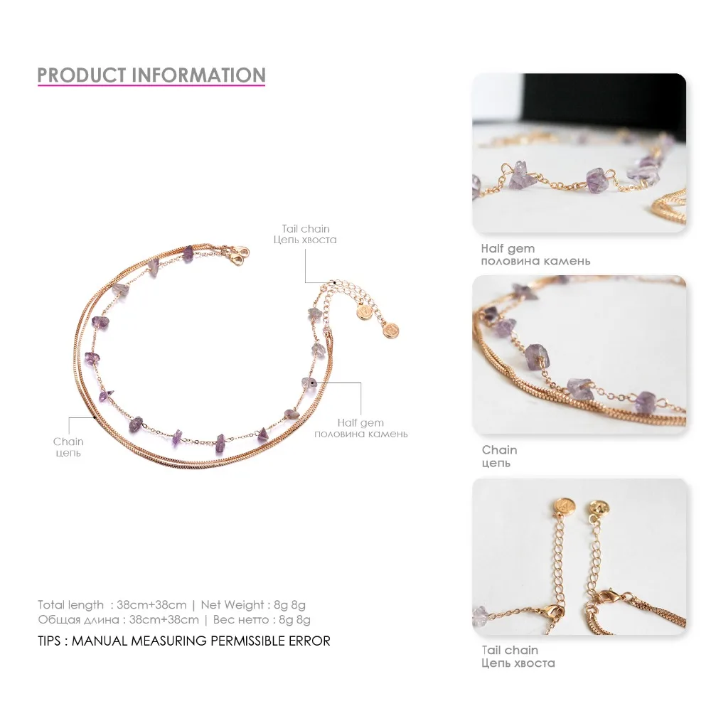 eManco Wholesale Beads for Beadwork Layering Necklace Semi-precious Purple Stone Charming Choker Style Necklace Jewelry