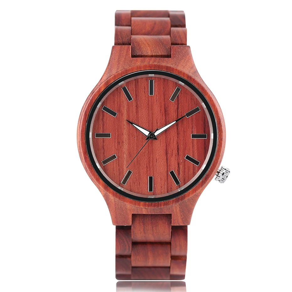 100% Nature Red Sandalwood Full Wooden Bangle Watches Simple Men's Handmade Wood Quartz-watch Bamboo Wrist Watch Reloj de madera 2017 (1)
