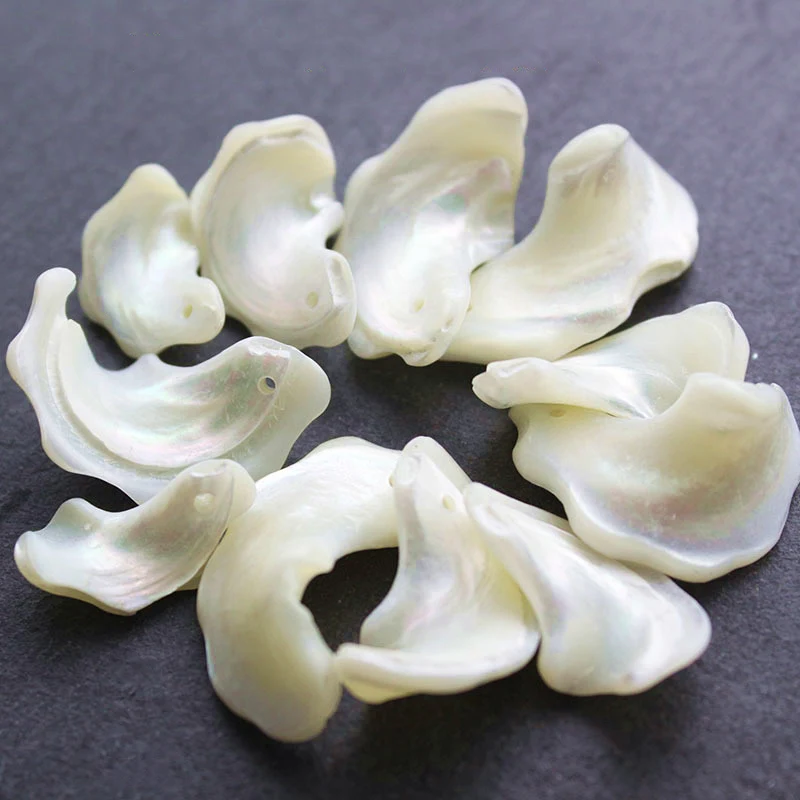 

10pc Petal Shell Beads Accessories For Jewelry Making Carved Pearl Shell Loose Bead Components DIY Findings Joyas DYL0030