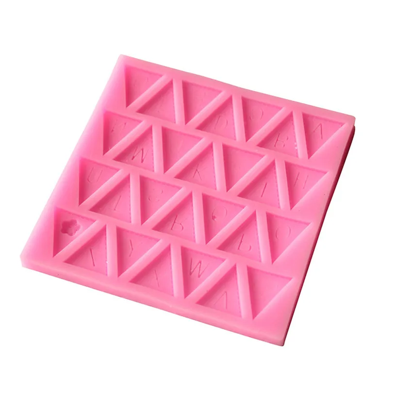 Буквы алфавита в Треугольники Дизайн силиконовые формы торт, DIY Форма для выпечки для шоколадное печенье глины Помады Украшения Торта Инструменты - Цвет: pink
