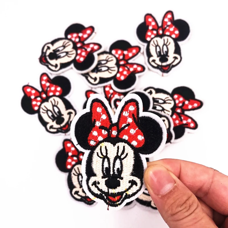 

Whosale 10Pcs Minnie Cartoon characters Cotton Patches For Clothing Iron On Patches parches bordados Embroidered DIY Applique