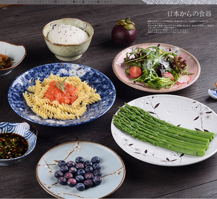 1 предмет японский подглазурная Керамика блюдо тарелка для стейка завтрак пластины вишни высокое качество сделано в Японии