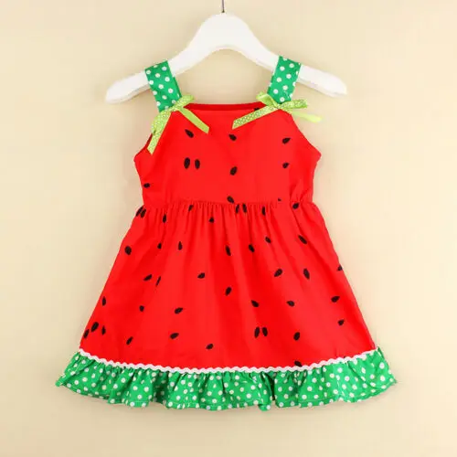 

2019 Summer Girl Dress Infant Baby Girl Watermelon Slip Dress Casual Summer Hoilday Long Top 0-5Year