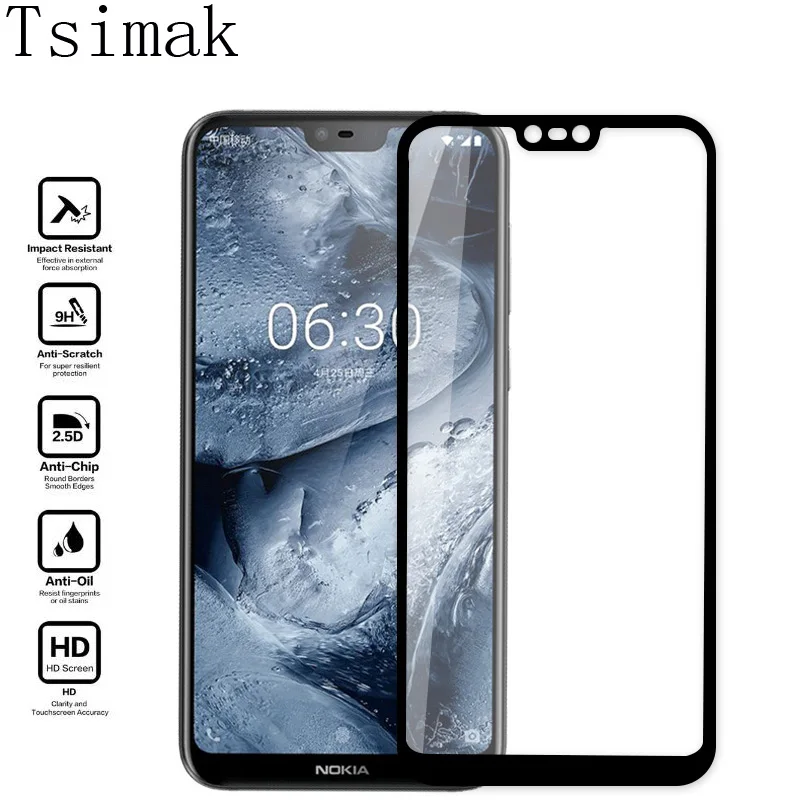 Закаленное стекло Tsimak для Nokia 2 3 5 6 8 7 Plus 1 X3 X5 X6 X7 2018 защита экрана полноэкранная