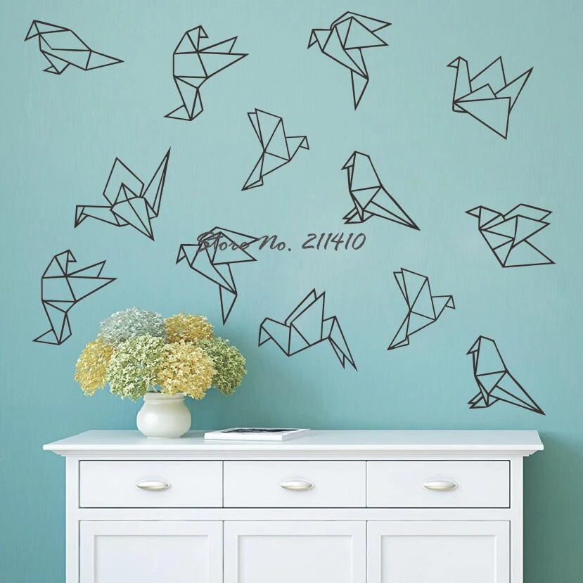 Buy Geometric Origami Wall Decals 45 Vinyl Bird Decals