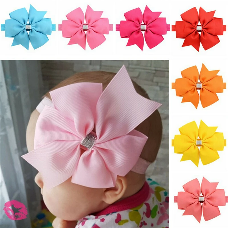 

High Elastic Baby Headband Cute Girls Bows Baby Hair Accessories Solid 7 Colors Available Headwear Baby Bows 2019 New