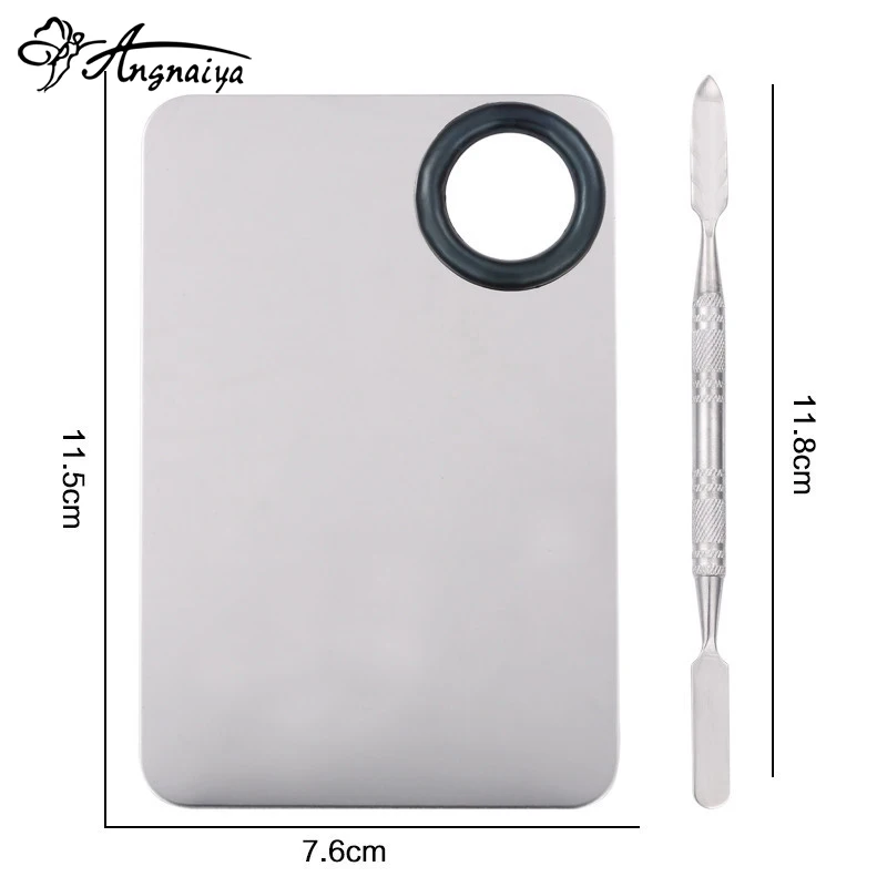 

ANGNYA 1Set Stainless Steel Makeup Mixer Nail DIY Polish Mixing Plate Foundation Eyeshadow Eye Shadow Mixing Palette + Spatula